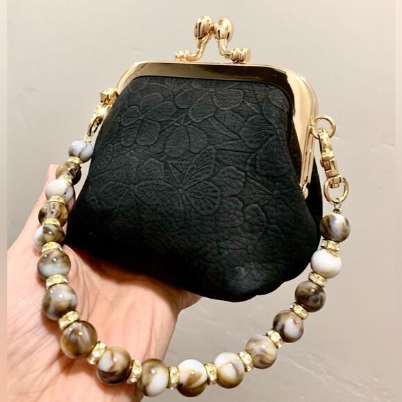 Handmade Genuine NuBuck Leather Floral Embossed Wristlet/Coin Pouch/Crossbody - Picture 5 of 14